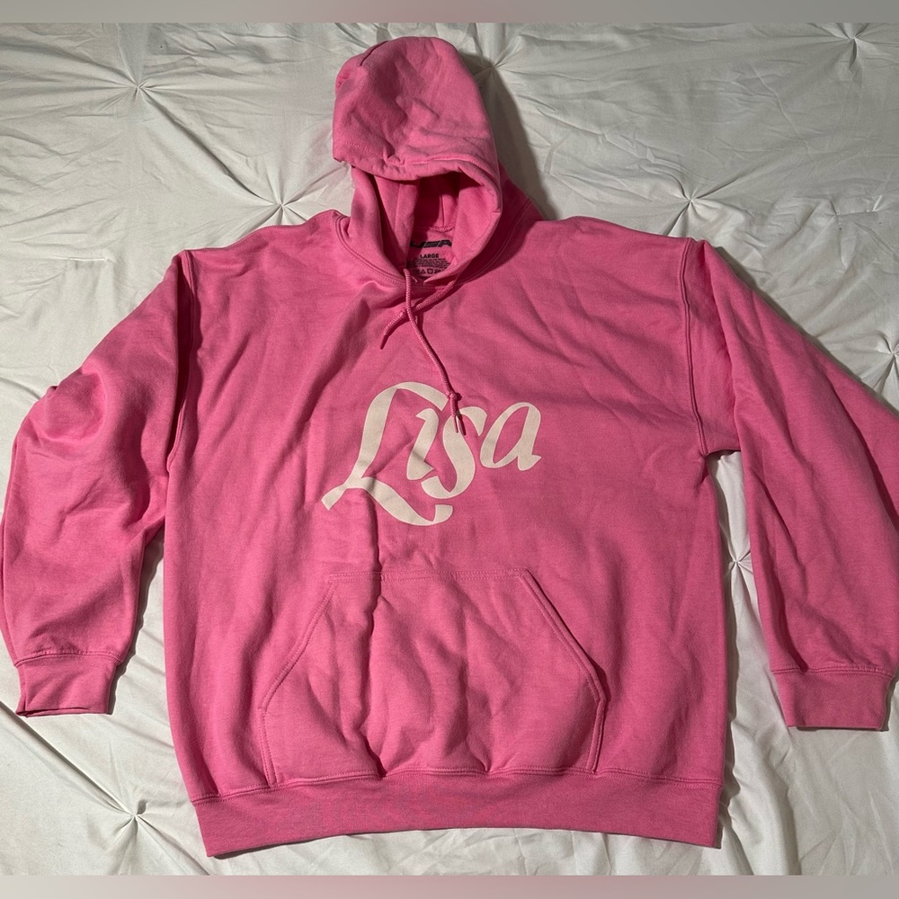 Pink Hoodie with White Lisa Logo